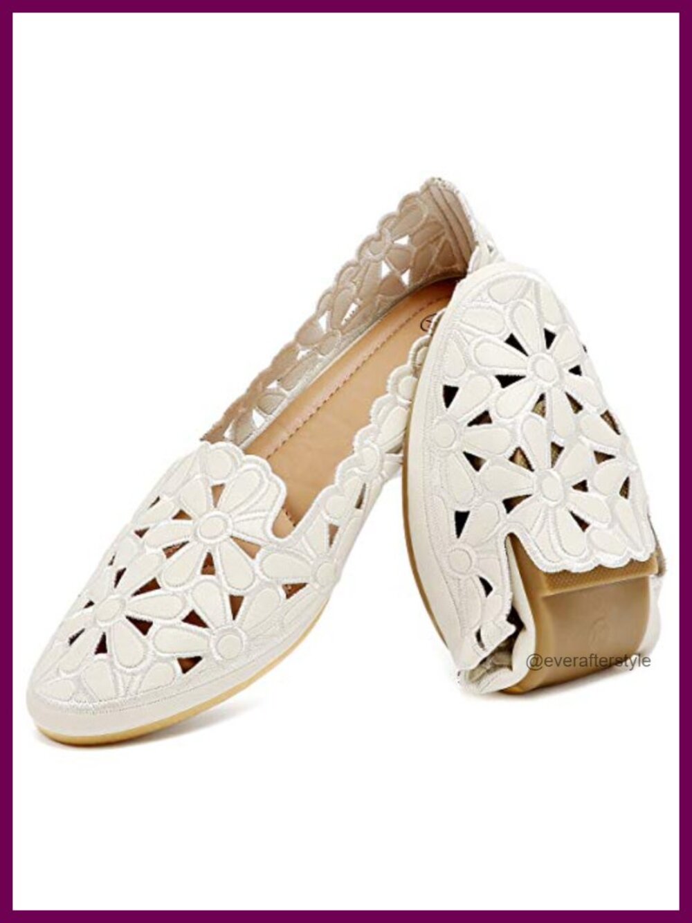 HEAWISH Women's Floral Ballet Flats Slip On Dress Shoes